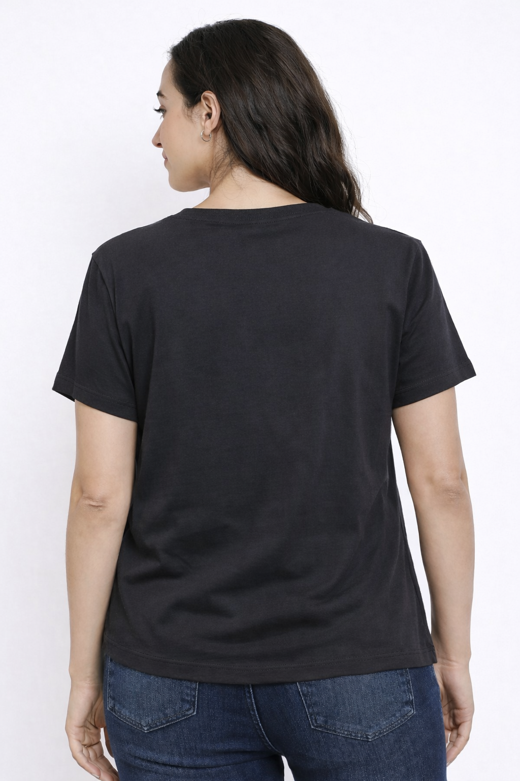 Black Cotton Floral T-Shirt