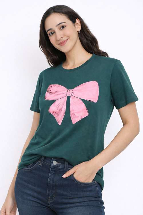 Emerald Green Bow Cotton Tee